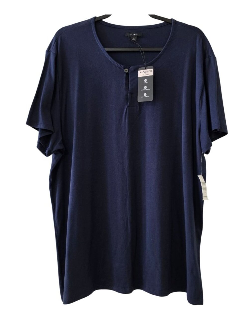 Alfani Men’s AlfaTech Henley Shirt Navy Stretch Regular Fit XL NWT